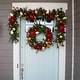 preview thumbnail 9 of 7, 30 in. Lighted Christmas Wreath - Golden Leaf Red Magnolia - 30 Inch