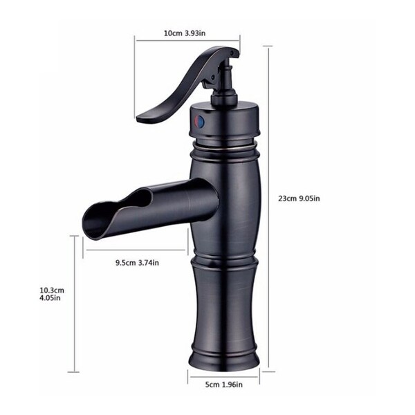 Bathroom  Waterfall Spout Laundry Black Oil Rubbed Bronze Tap Sink Mixer Faucet 