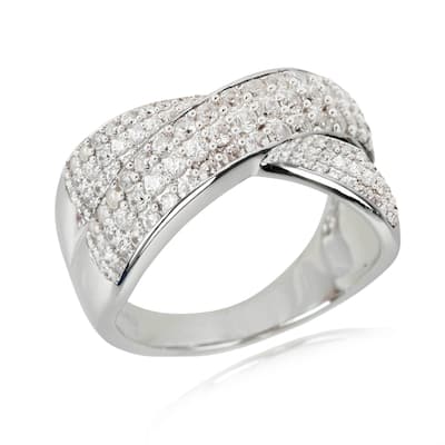 925 Sterling Silver White Natural Zircon Bypass Ring