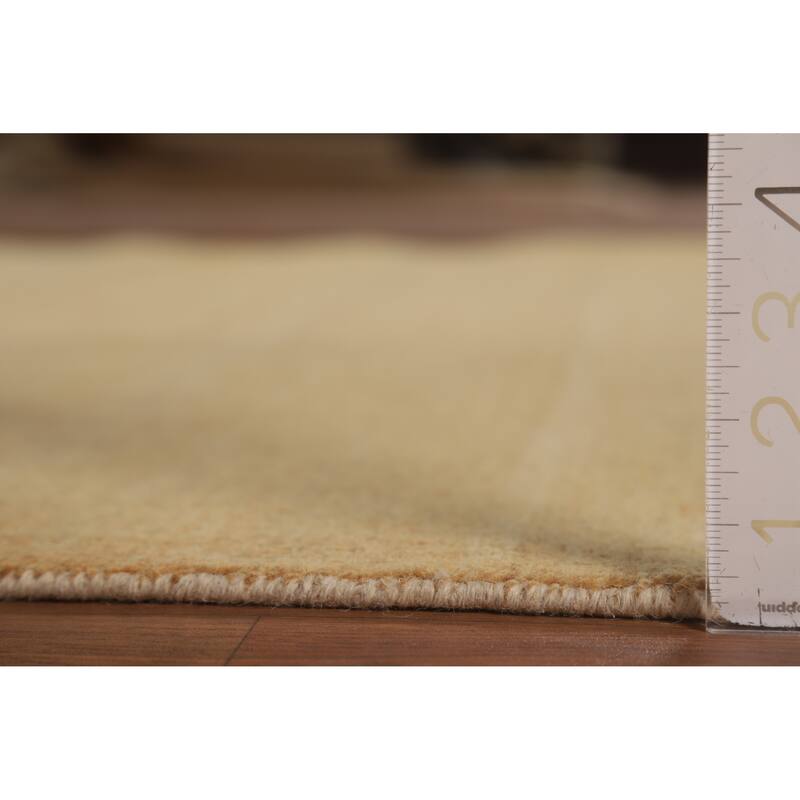 Gold Striped Modern Gabbeh Oriental Rug Handmade Wool Carpet - 4'10"x 6'6"