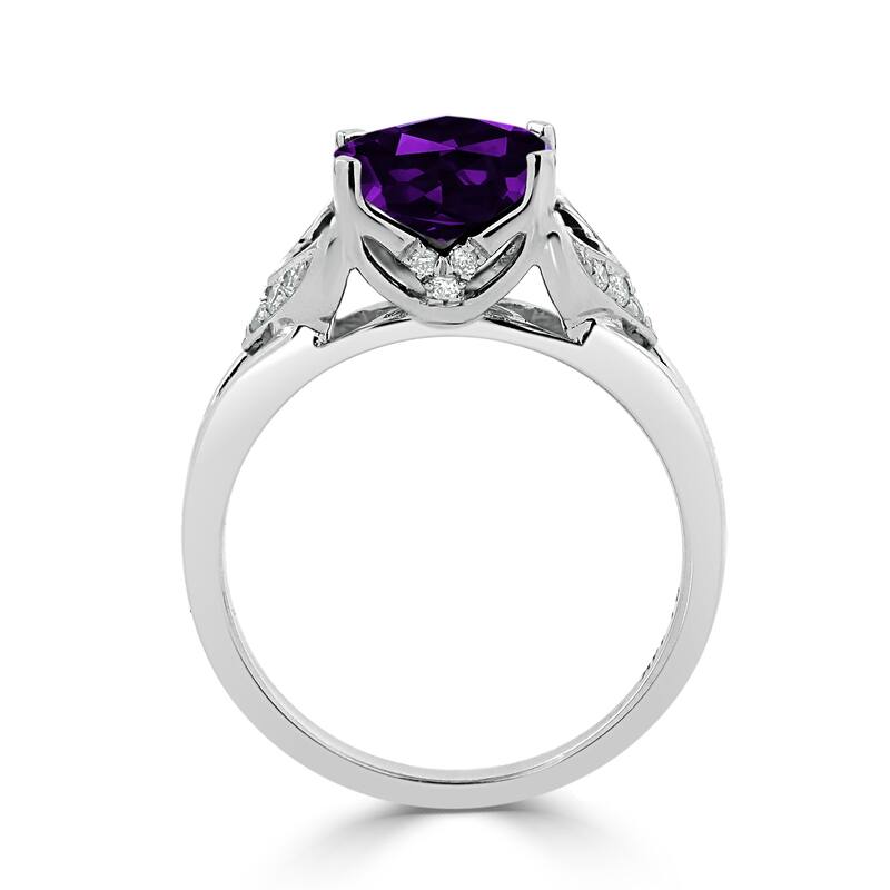Auriya Modern 1 1/2ct Cushion-cut Purple Amethyst and Diamond Engagement Ring 1/6ctw 14k Gold
