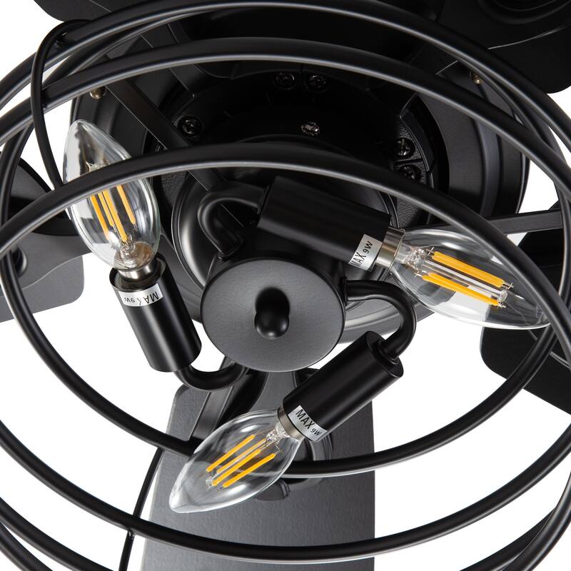 52" Industrial Reversible Wood 5-Blade Black Ceiling Fan with Light and Remote