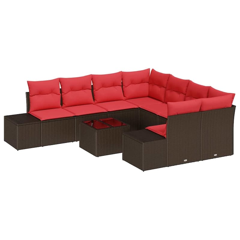vidaXL 9 Piece Garden Sofa Set with Cushions - 103.9×92.1×27.2