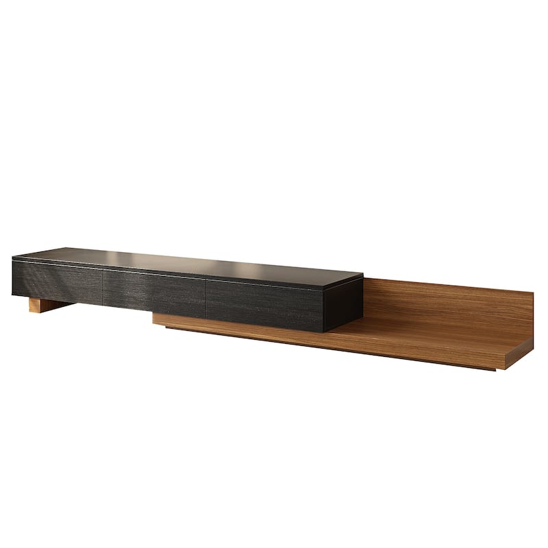3-Drawer Retracted Extendable TV Stand Media Console In Stretch - 70.9" - 110.2"