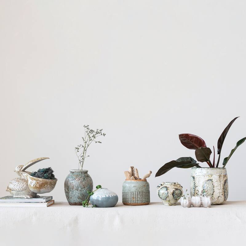 Stoneware Pelican Container or Planter - 13.8"L x 6.8"W x 9.1"H