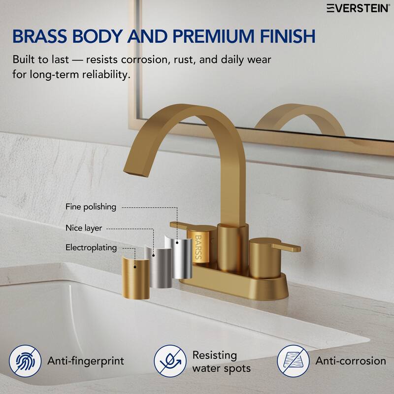 Double Handles 4 inche Centerset Bathroom Sink Faucet
