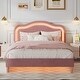 preview thumbnail 37 of 66, Velvet Upholstered Platform Bed Smart LED Bed Frame with Adjustable Height Headboard, Noise-Free Slat Support for Night's Sleep