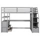 preview thumbnail 6 of 39, Loft Bed with Desk and Shelves, Wooden Bed Frame with 2 Drawers, Storage Staircase and Full-Length Guardrail for Bedroom