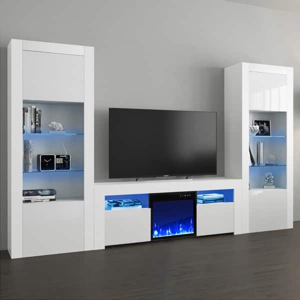 Shop Milano Set 145ef Bk Bk Electric Fireplace Modern Wall Unit