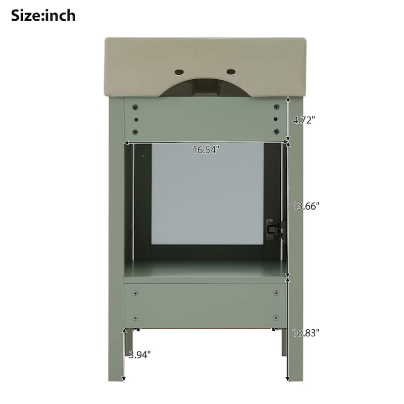 20-Inch Space-Saving Bathroom Vanity – Features Integrated Ceramic Sink, Generous Storage & Compact Design .