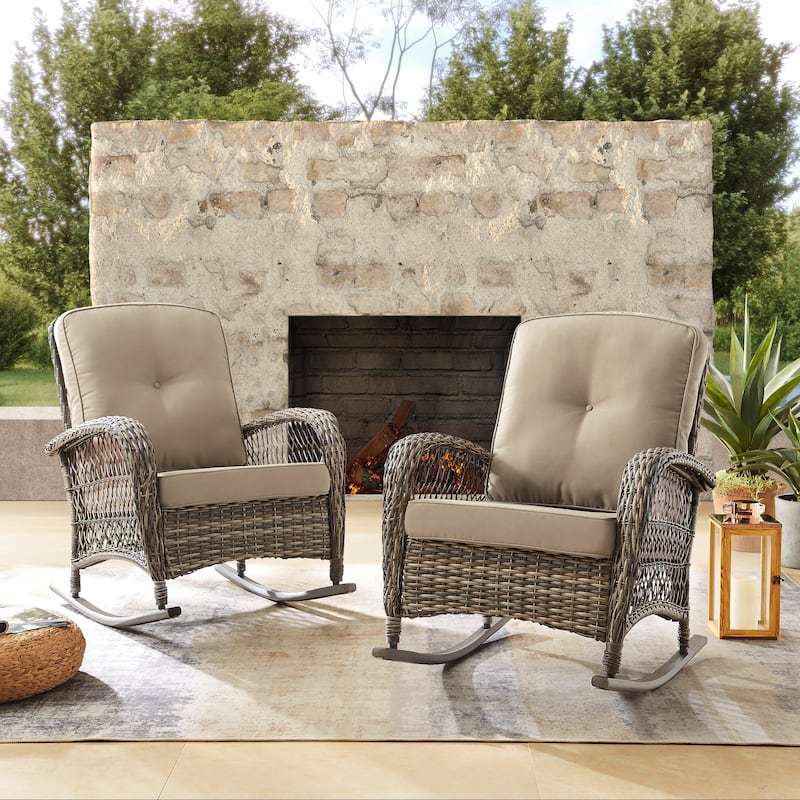 Corvus Salerno Outdoor Handwoven Resin Wicker Rocking Chair