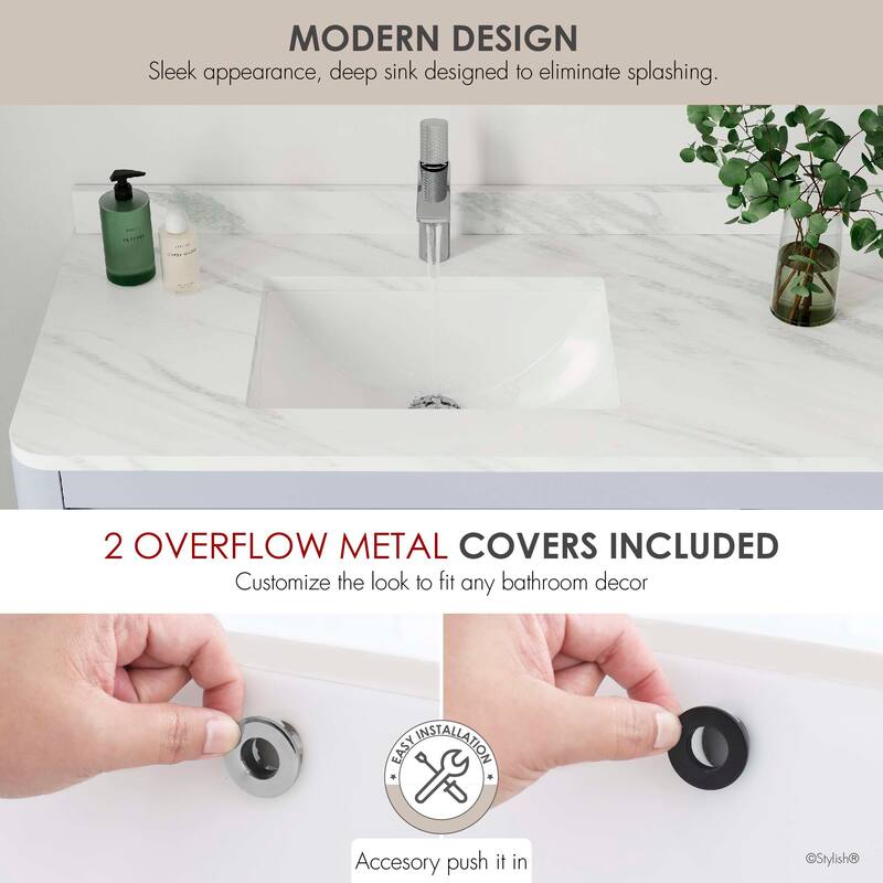 18.25"W x 13"D White Rectangular Undermount Bathroom Sink Set of 2