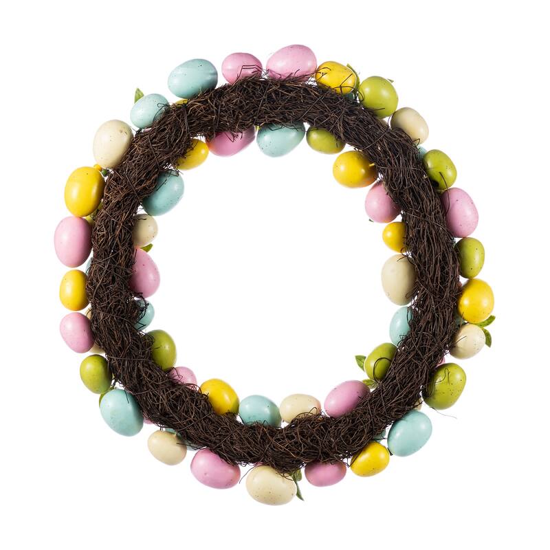 Glitzhome 18"D Easter Eggs Wreath for Front Door Wall Decoration