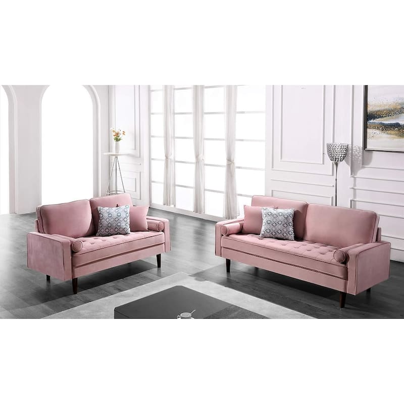 Civa 2 Piece Living Room Set - Sofa and Loveseat - Tea Rose