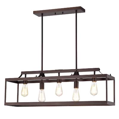 5-light Oil Rubbed Bronze Linear Island Fixture