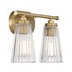 preview thumbnail 4 of 9, Savoy House Chantilly 2-Light Bathroom Vanity Light with Clear Fluted Glass Shades (14" W x 10"H)