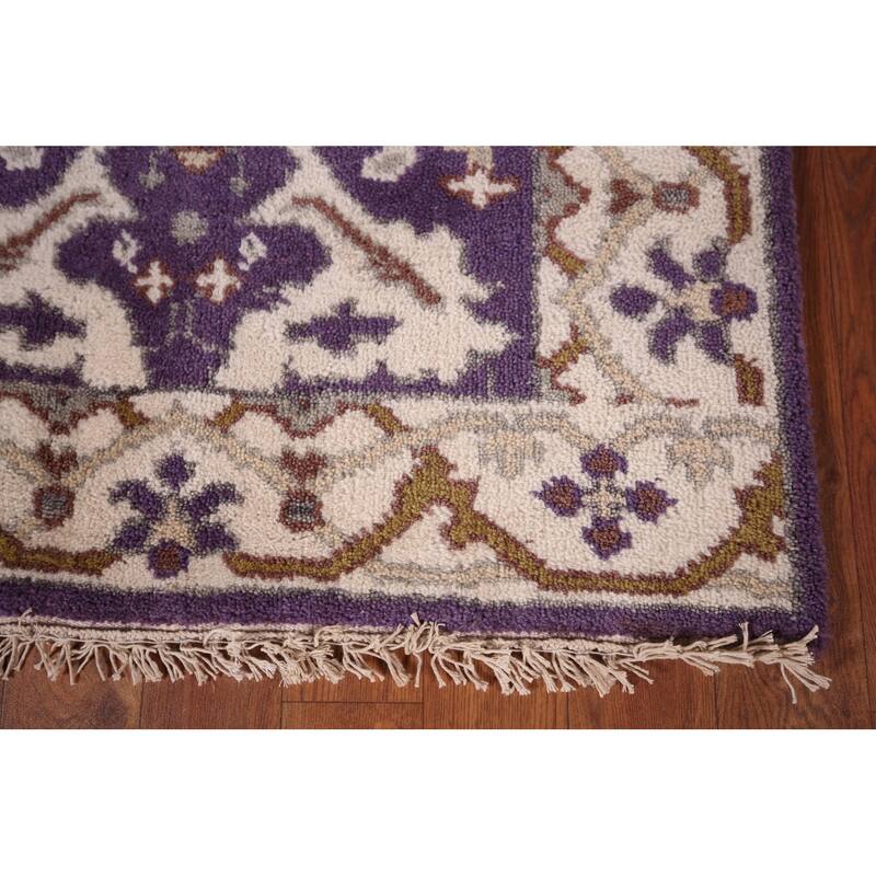 Purple Oushak Oriental Runner Rug Hand-Knotted Hallway Wool Carpet - 2'6"x 10'0"