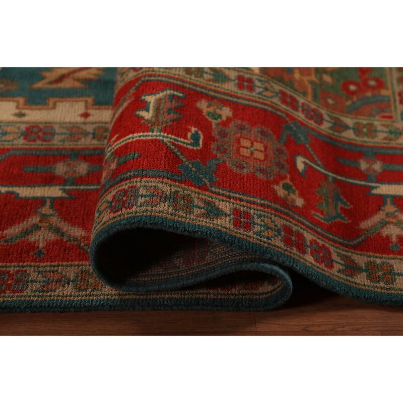 Green Medallion Oushak Indian Large Rug Hand-Knotted Wool Carpet - 9'7"x 13'9"