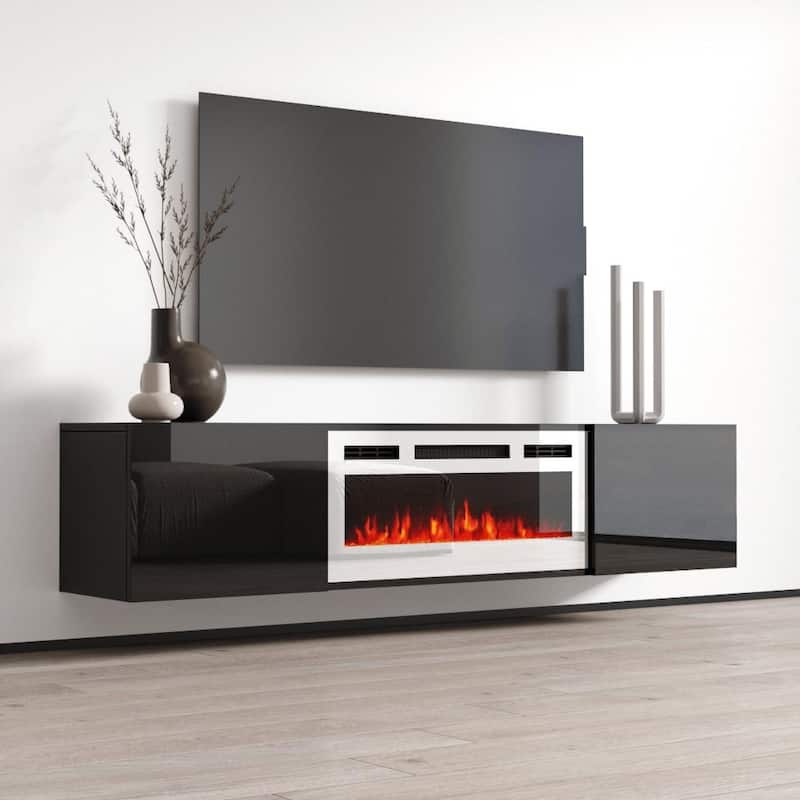 Cali WH-EF Wall Mounted Electric Fireplace Modern 72" TV Stand