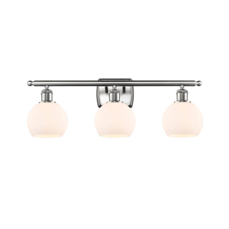 Innovations Lighting 516-3W-9-26 Athens Vanity Athens 3 Light 26" Wide - Brushed Satin Nickel / Matte White