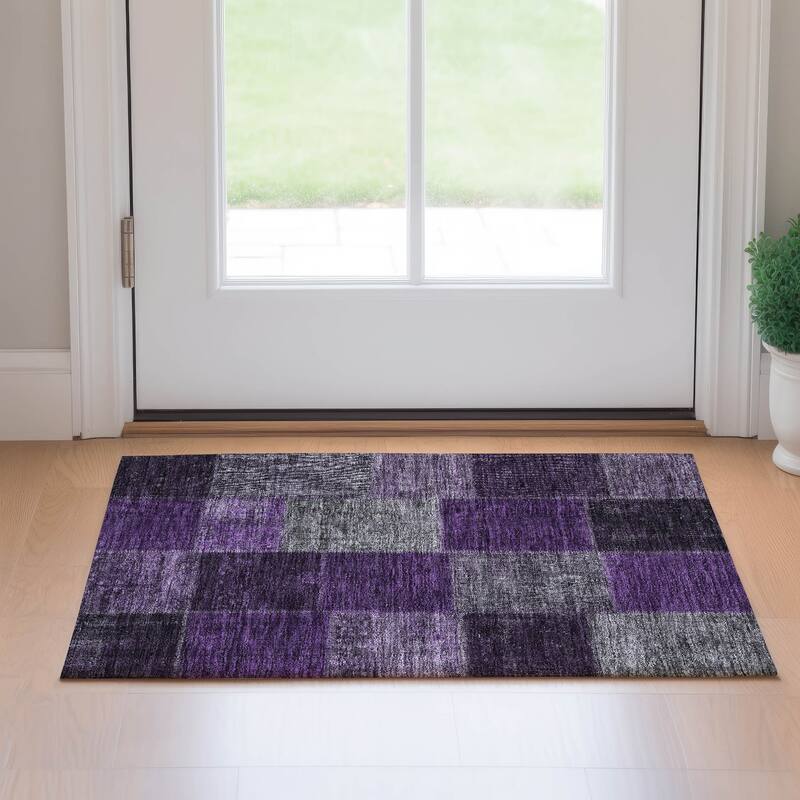 Premium Washable Super Soft Vintage Global Mayfield Rug - Eggplant - 1' 8" x 2' 6" - Rectangle