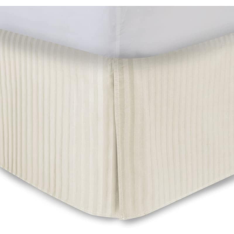 Tailored Bed Skirt, Pleated Sateen Striped Dust Ruffle with Split Corners
