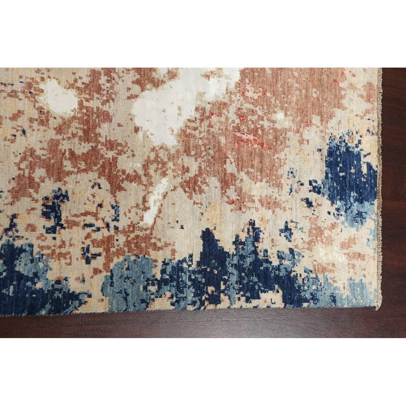 Vegetable Dye Wool/ Silk Abstract Area Rug Hand-knotted Modern Carpet - 6'5" x 9'6"