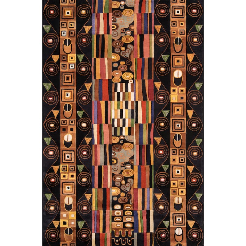 Momeni New Wave Hand Tufted New Zealand Wool Contemporary Abstract Area Rug - 8' x 11' - Black - Runner/Rectangle