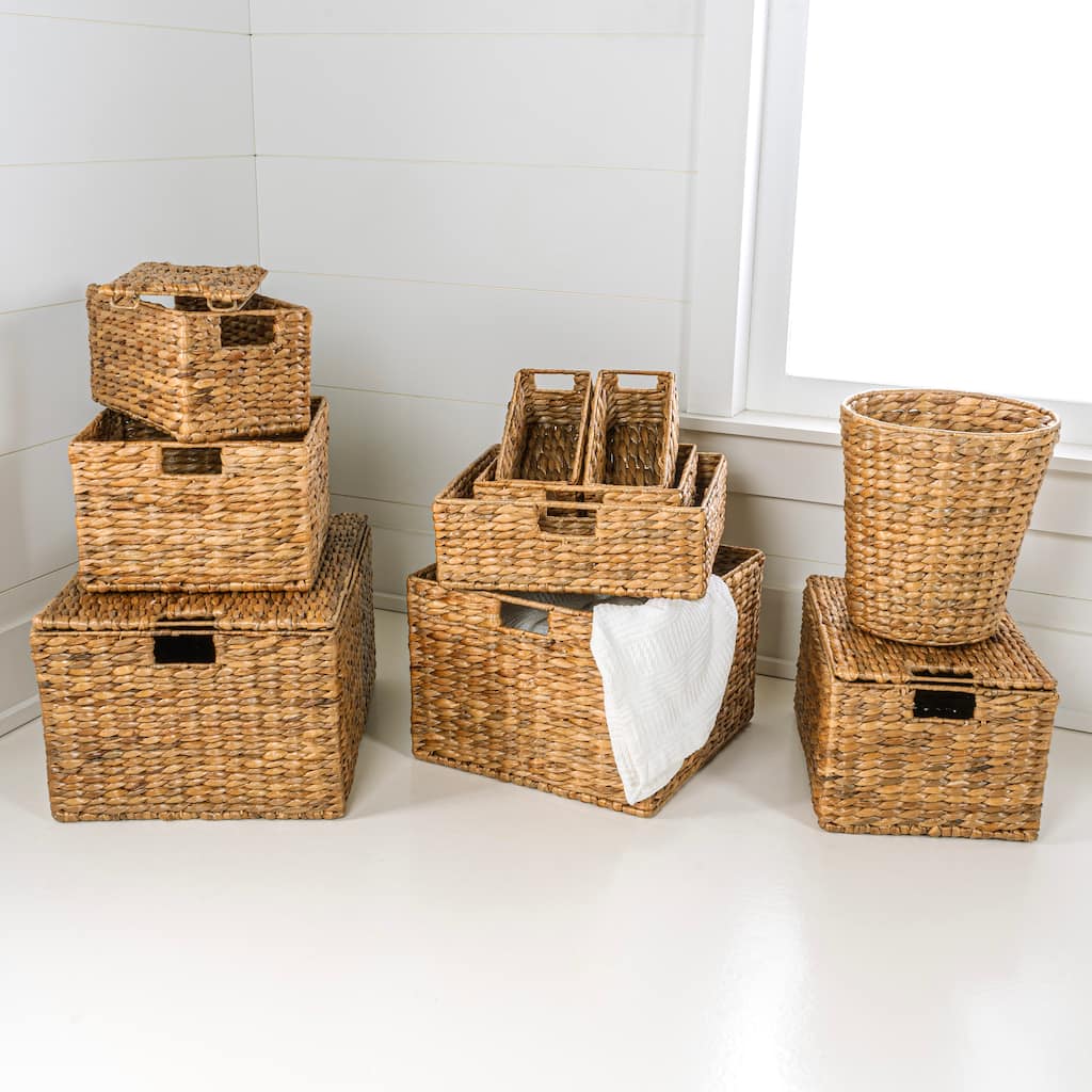 happimess Traditional Assorted Hand-Woven Hyacinth/Iron Baskets, (Set of 10)
