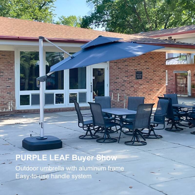 PURPLE LEAF 10 ft Double Top Round Windproof Offset Hanging Patio Umbrella