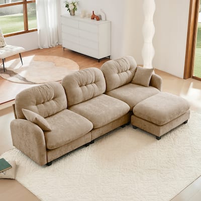 GDF Studio - Amori Modular Modern Chenille L-Shaped Sectional Sofa with Ottoman and Tufted Cushion Backrest