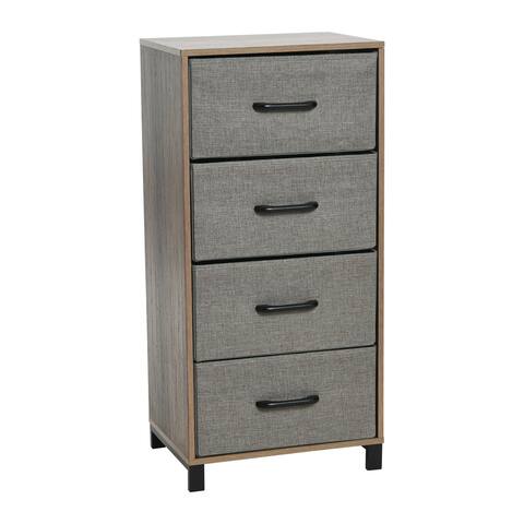 4 Drawer Dresser, Narrow Storage Chest, Multi-Color Drawers, Wire Backing and Metal Feet, Wood Handles, Laminate