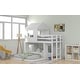 preview thumbnail 6 of 7, White Wood Bunk Bed, Twin Over Full House-shaped Bed with Playhouse Frame, Farmhouse, Ladder, Window, Safety Guardrails
