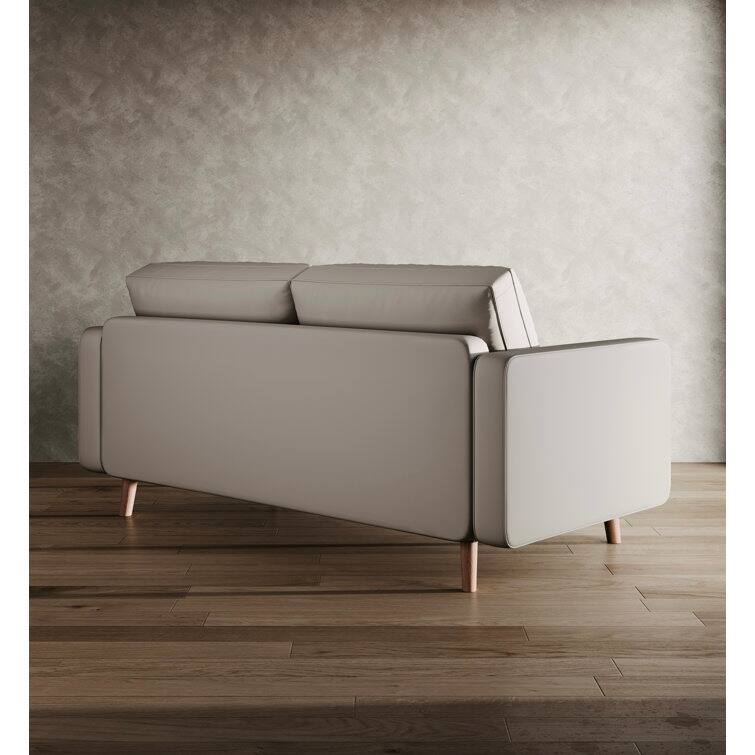 Stateside Mid-Century Square Arm Leather Covered Loveseat Sofa 59''