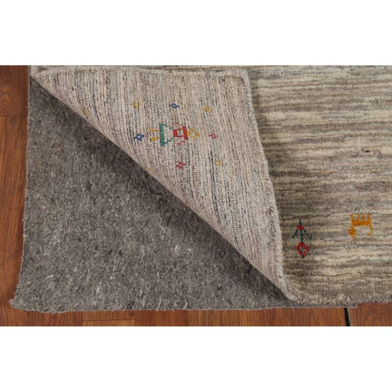 Striped Gabbeh Indian Runner Rug Hand-Knotted Wool Carpet - 2'11"x 9'8"