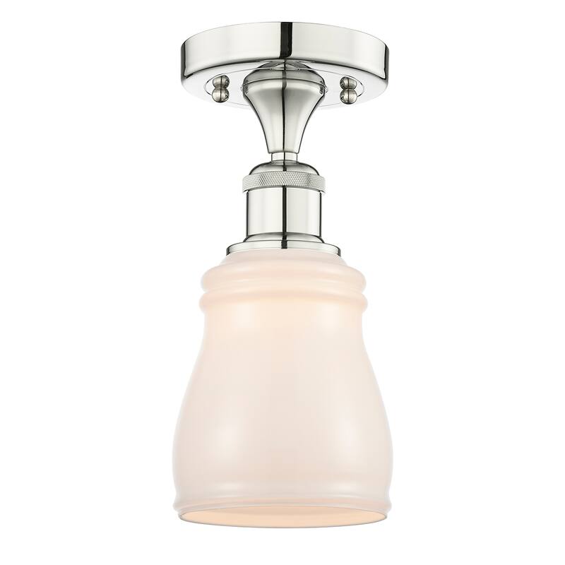 Innovations Lighting Ellery - 1 Light 5" Semi-Flush Mount - Polished Nickel/White