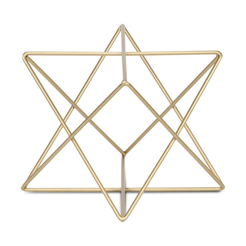 HomeRoots 7" Gold Metal Open Geometric Tabletop Sculpture - 9.50 in. x 7.00 in. x 9.50 in.