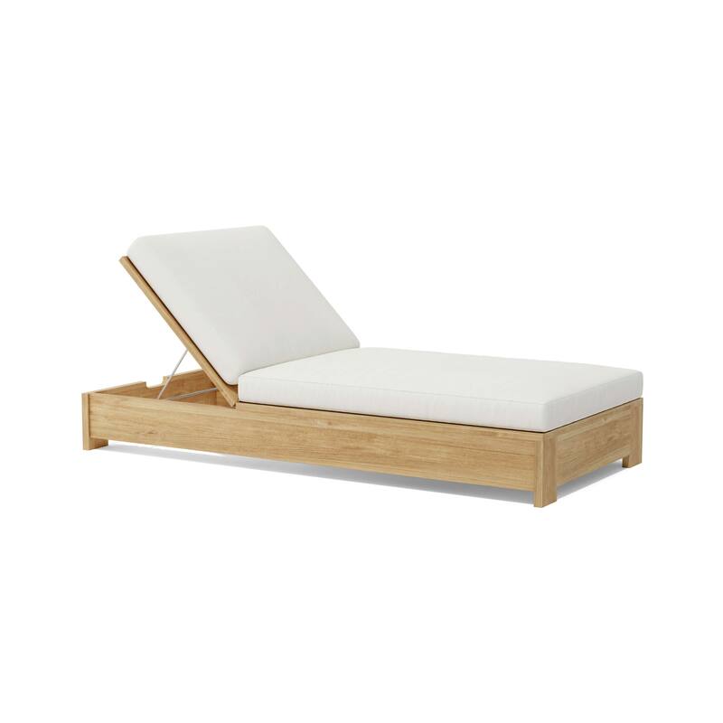 Madera Teak Outdoor Chaise Lounge - Adjustable - Canvas Natural