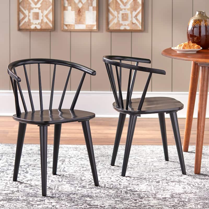 Simple Living Florence Modern Farmhouse Rubberwood Dining Chairs (Set of 2) - Black
