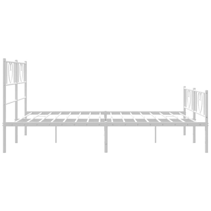 vidaXL Queen Metal Bed Frame with Headboard, White, No Mattress - 81.5" x 61.4" x 35.4"