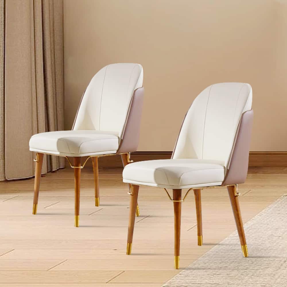 Roka PU Leather Modern Dining Chair with Metal Legs Assembly Needed(Set of 2)