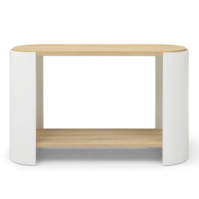 End Table, Small Side Table, Nightstand with 2-Layer Storage Shelves