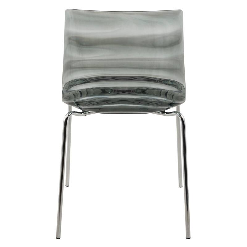 Astor Acrylic Dining Chair with Chrome Legs Modern Accent Side Chair Water Ripple Design Seats