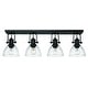 preview thumbnail 1 of 1, Yep by Golden Lighting Hines 4-light Semi-Flush Mount in Matte Black - Matte Black with Seeded Glass