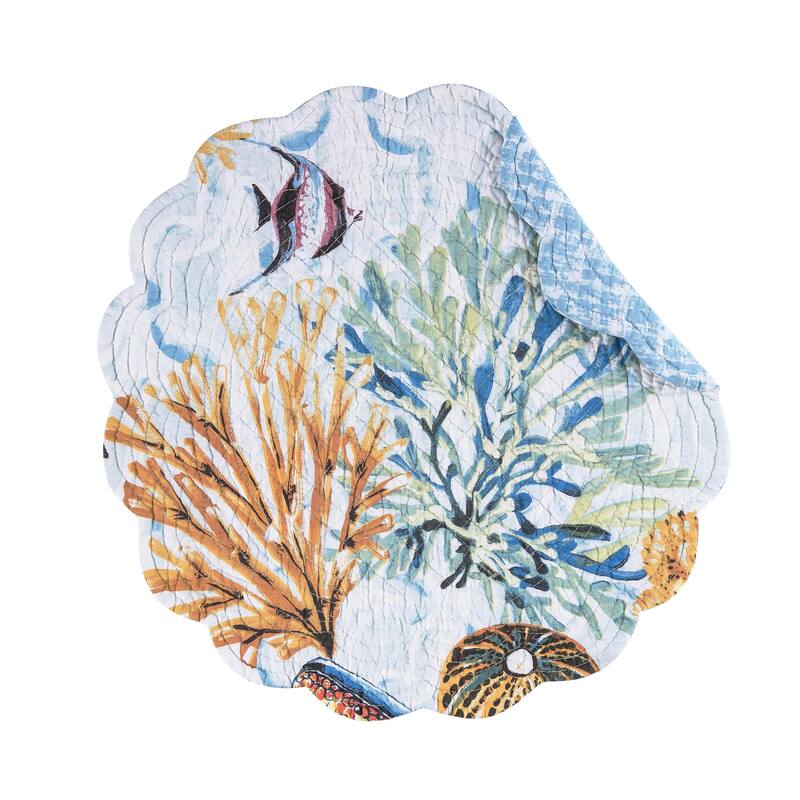 Makena Beach Round Quilted Placemat Set 6
