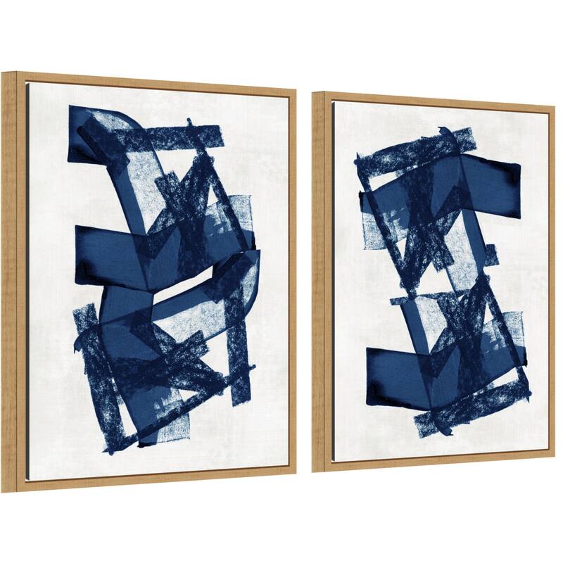 Amanti Art Abstract Blue Structure No. 2 & 3 2 Piece by Cartissi Framed Canvas Wall Art