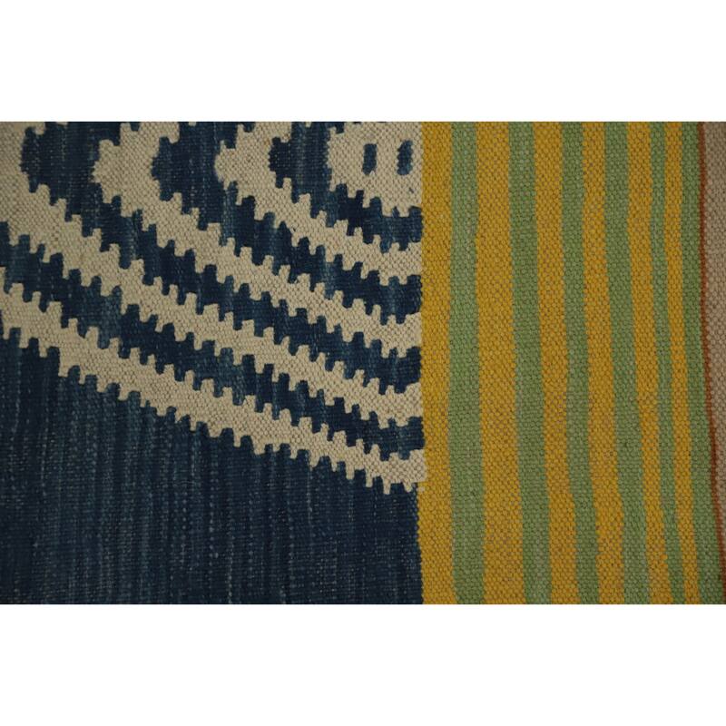 Hand Woven Oriental 100% Wool Carpet Southwestern Tribal Multi-Colored Kilim Area Rug - 6' 6'' X 4' 10''