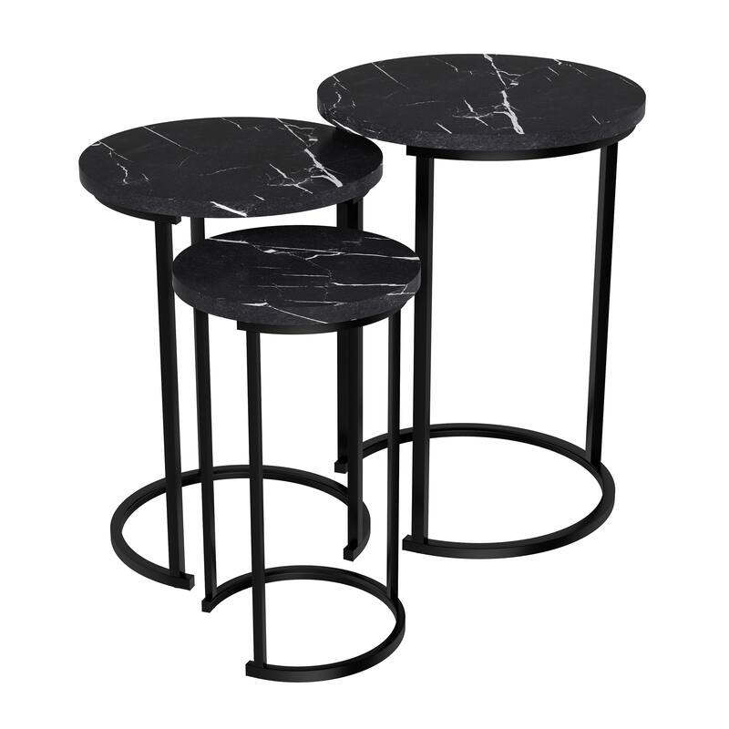 Lavish Home Round Living Room End Tables Nesting Tables, Set of 3
