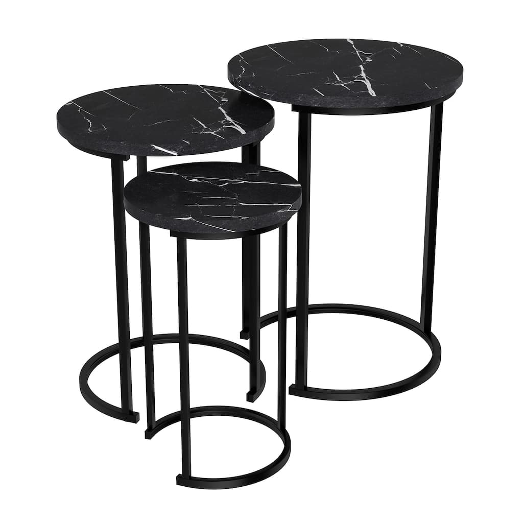 Lavish Home Round Living Room End Tables Nesting Tables, Set of 3