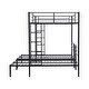 preview thumbnail 11 of 24, Full Over Twin & Twin Bunk Kids Bed Frame with Shelf and Guardrails, Black